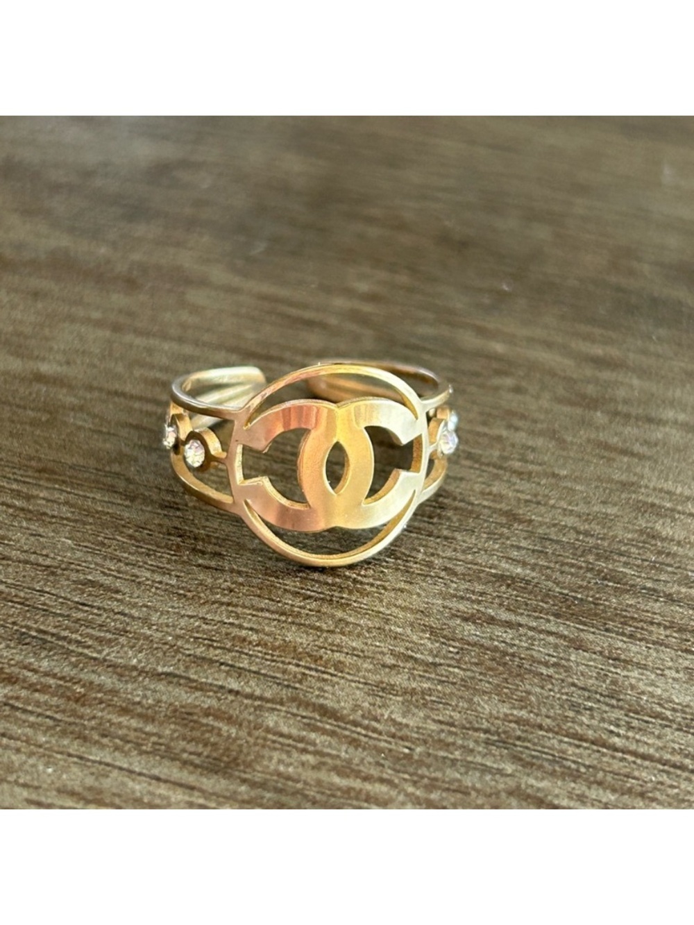NEW! Gold Interlocking  CC Logo Open Band Ring - Designer Style